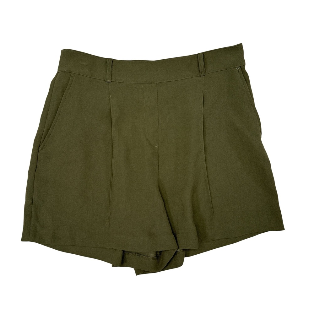 Spanx Carefree Crepe Trouser Shorts Womens Size Large Green Stretch Casual